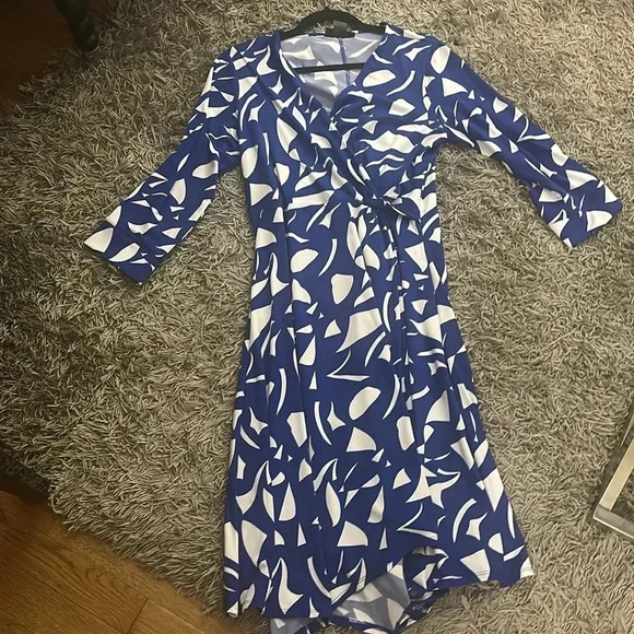 PRINTED DRESS -  BLUE/White dress - Picture 6 of 7